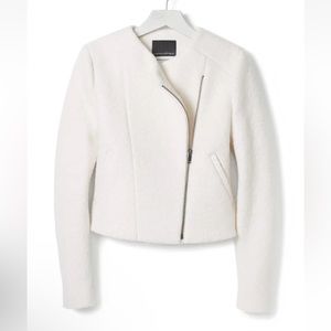 NWT New Banana Republic Winter White Baby Boucle Zip Moto Jacket Size 14T